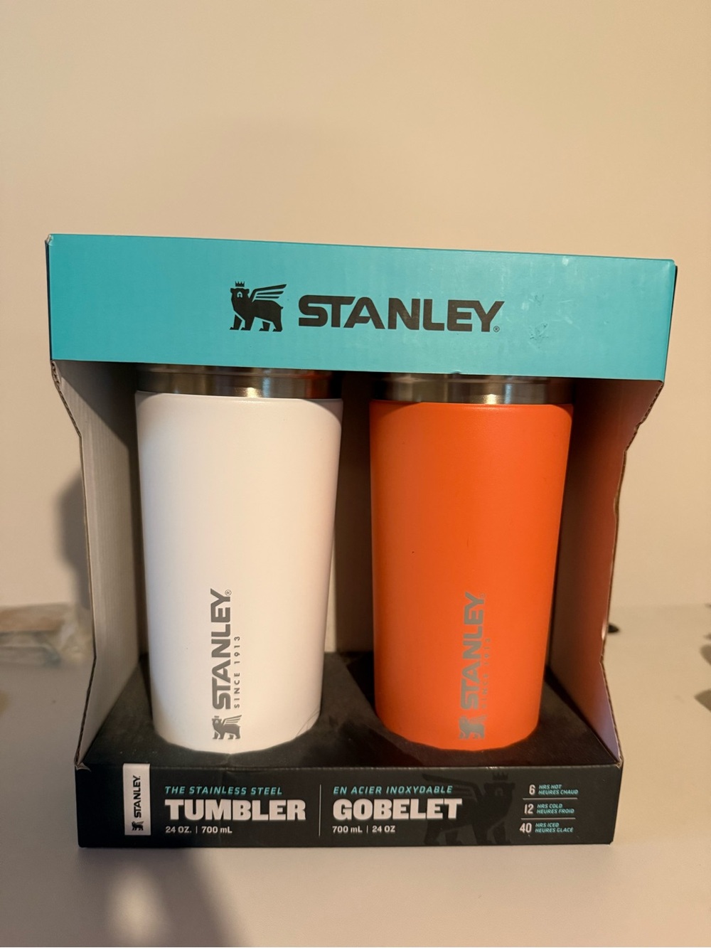 NEW STANLEY - Set of 2 Stainless Steel Tumblers 700ml Cream Coral Pink